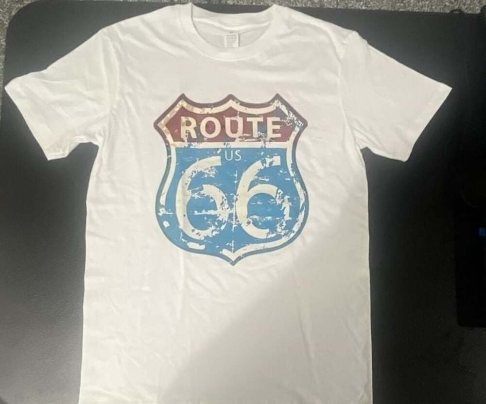 Route 66 US Highway Sign White Short Sleeve T-Shirt Medium